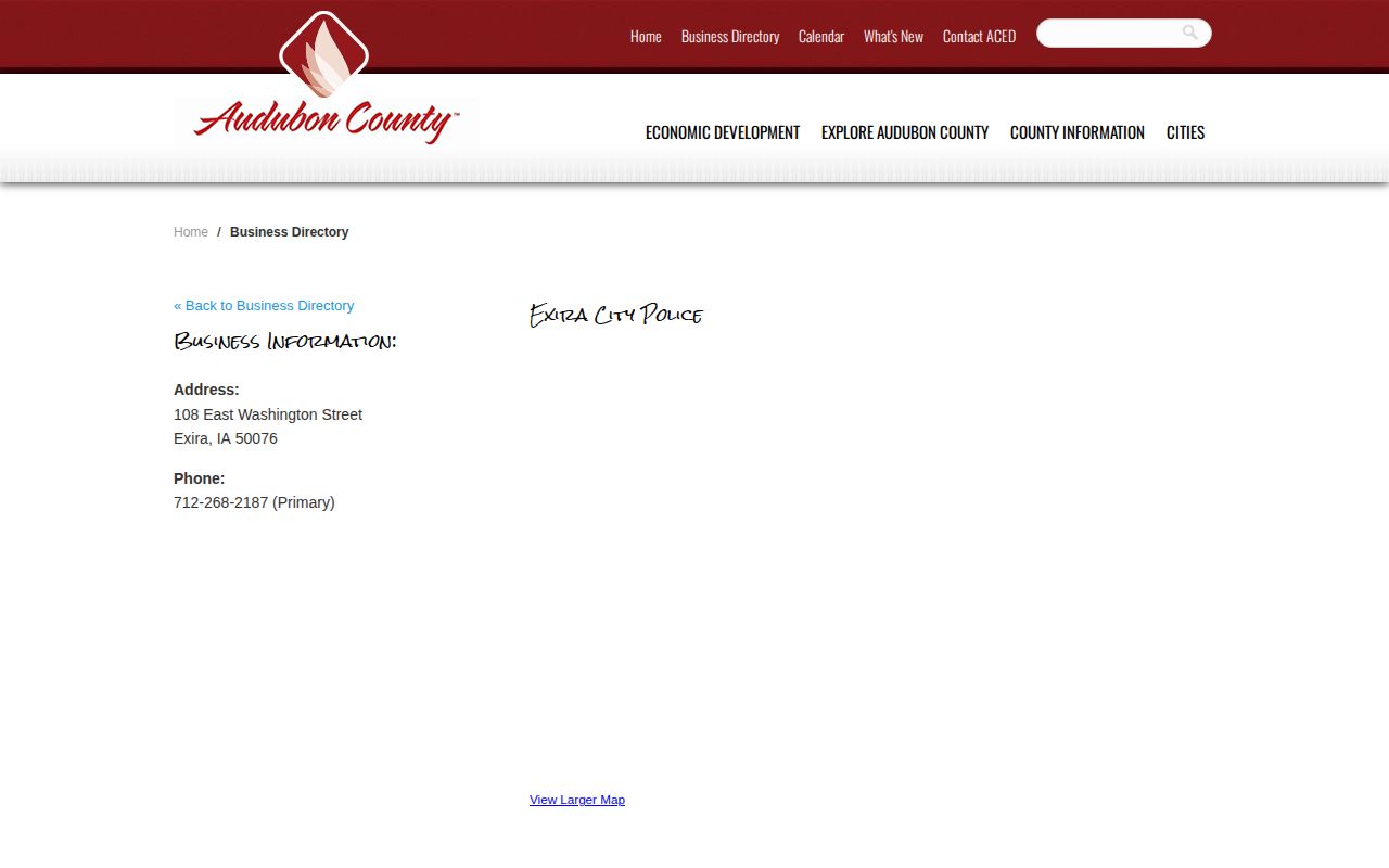 Exira City Police directory entry for Exira recent arrest records
